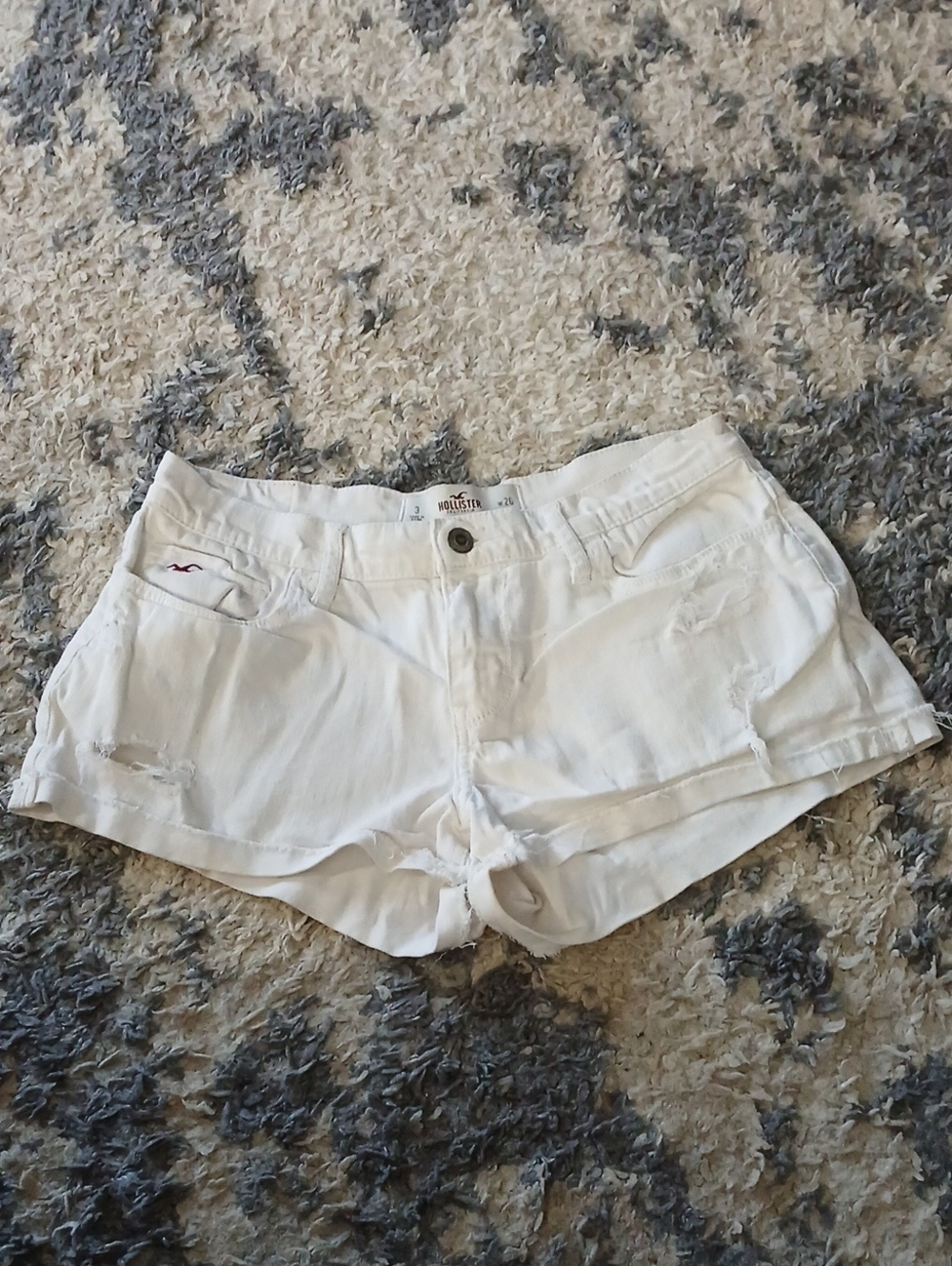 Hollister White Distressed Women's Denim Cutoff Shorts